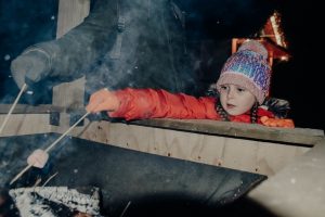 Toasting Marshmallows at Trentham Gardens at Christmas