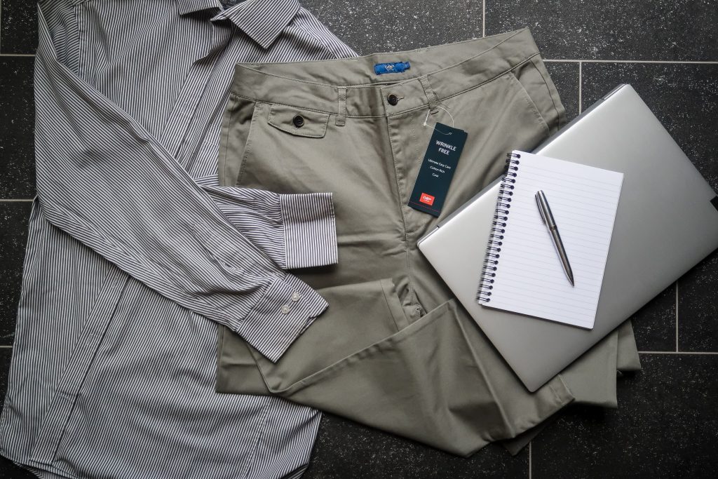 Office smart with the Flat Front Wrinkle Free Stretch Chino Trousers